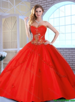 2016 Fall Cheap Appliques Sweetheart Quinceanera Gowns in Red