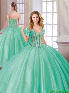 2016 Fashionable 2016 Beading Quinceanera Dresses in Turquoise