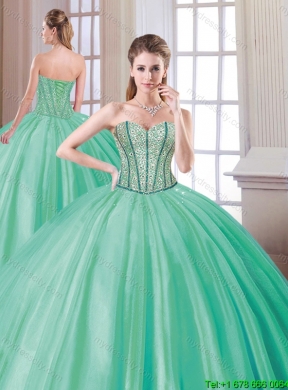 2016 Fashionable 2016 Beading Quinceanera Dresses in Turquoise