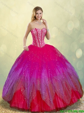 2016 Fashionable Beading Sweetheart Multi Color Quinceanera Dresses