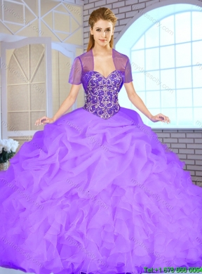 2016 Hot Sale Beading and Ruffles Quinceanera Gowns with Lace Up