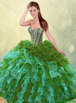 Exquisite Sweetheart Quinceanera Gowns with Beading and Ruffles