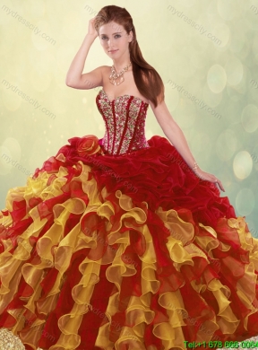 2016 Luxurious Beading and Ruffles Quinceanera Dresses in Multi Color