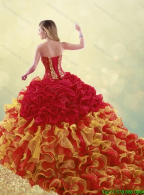 2016 Luxurious Beading and Ruffles Quinceanera Dresses in Multi Color