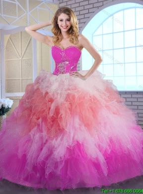 2016 Popular Multi Color Quinceanera Gowns with Appliques and Ruffles