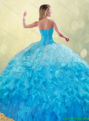 Elegant 2016 Beading and Ruffles Quinceanera Gowns with Sweetheart