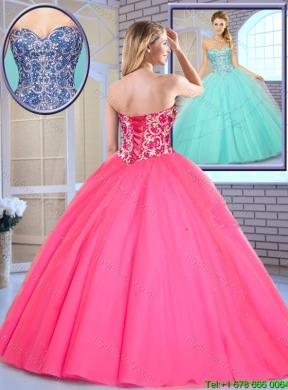 Latest Beading Sweetheart Quinceanera Dresses in Hot Pink