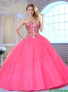 Latest Beading Sweetheart Quinceanera Dresses in Hot Pink