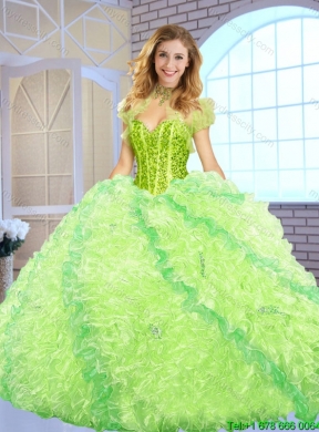 2016 Luxurious Beading and Ruffles Quinceanera Gowns in Multi Color