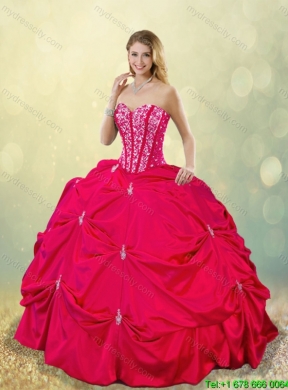 2016 Perfect Sweetheart Beading Quinceanera Gowns in Hot Pink