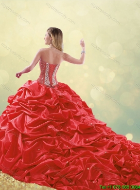 2016 Perfect Sweetheart Quinceanera Dresses with Beading and Pick Ups