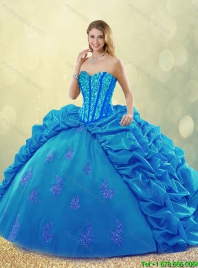 2016 Popular Ball Gown Beading Sweet 16 Dresses with Pick Ups