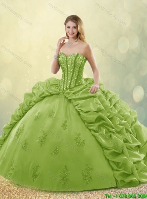 Beautiful Appliques and Pick Ups Sweet 16 Dresses with Brush Train