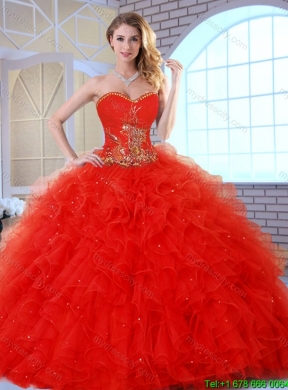 Beautiful Red Quinceanera Dresses with Appliques and Ruffles