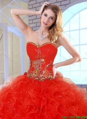 Beautiful Red Quinceanera Dresses with Appliques and Ruffles