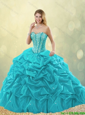 Cheap Beading and Pick Ups Quinceanera Gowns with Court Train