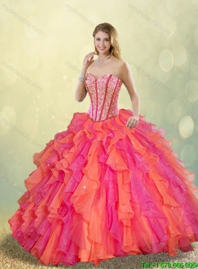 Cheap Beading and Ruffles Quinceanera Dresses in Multi Color