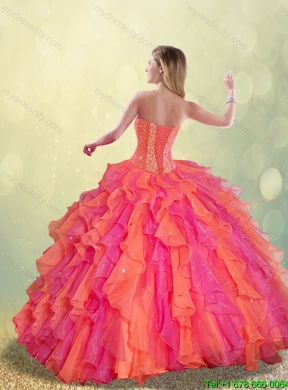 Cheap Beading and Ruffles Quinceanera Dresses in Multi Color