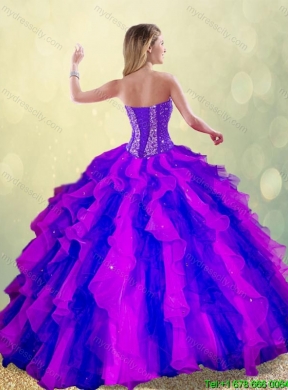 Classical Beading and Ruffles Multi Color Sweet 16 Dresses