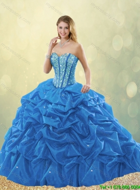 Luxurious Beading Blue Quinceanera Gowns with Sweetheart