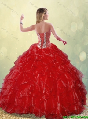 Luxurious Sweetheart Quinceanera Gowns in Wine Red for 2016