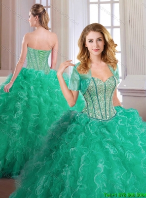 2016 bPerfect Turquoise Sweet 16 Dresses with Beading and Ruffles