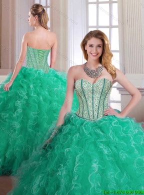 2016 bPerfect Turquoise Sweet 16 Dresses with Beading and Ruffles