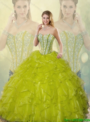 Beautiful Beading and Ruffles Sweetheart Quinceanera Gowns