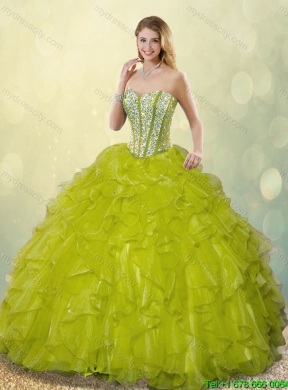 Beautiful Beading and Ruffles Sweetheart Quinceanera Gowns