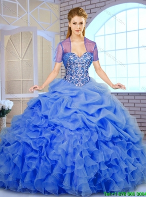 Best Selling Beading and Ruffles Quinceanera Dresses in Blue