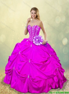 Fashionable Sweetheart Beading Quinceanera Dresses in Fuchsia