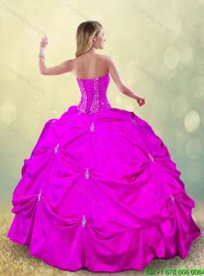 Fashionable Sweetheart Beading Quinceanera Dresses in Fuchsia