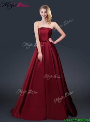 2016 Winter Gorgeous A Line Strapless Prom Dresses with Brush Train