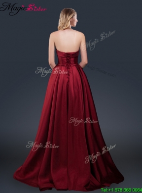 2016 Winter Gorgeous A Line Strapless Prom Dresses with Brush Train