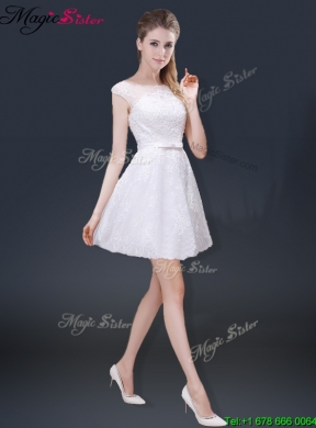 2016 Lovely Cap Sleeves Prom Dresses with with in Lace