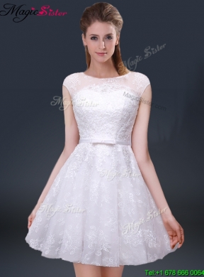 2016 Lovely Cap Sleeves Prom Dresses with with in Lace