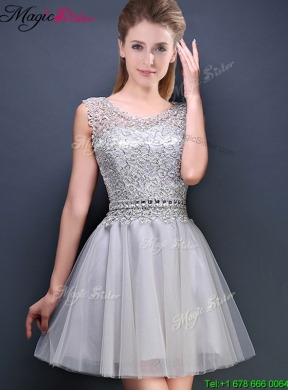 2016 Perfect Mini Length Scoop Prom Dresses with Appliques