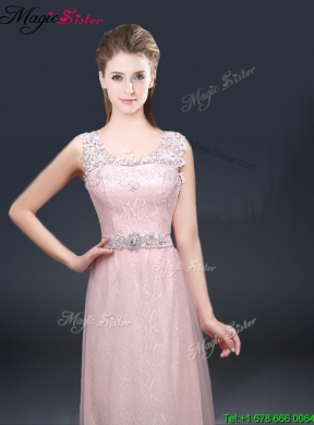 2016 Pretty Empire Scoop Prom Dresses with Lace and Appliques