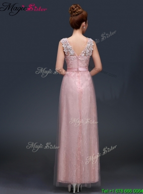 2016 Pretty Empire Scoop Prom Dresses with Lace and Appliques