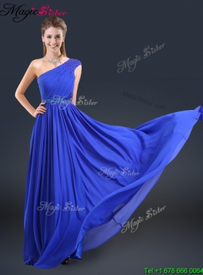 Cheap 2016 One Shoulder Blue Prom Dresses with Belt