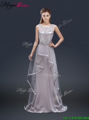 Exquisite Brush Train Scoop Prom Dresses with Appliques