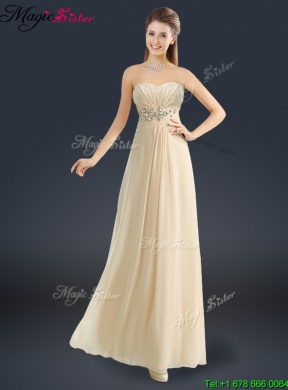 Latest Sweetheart Beading Prom Dresses in Champagne