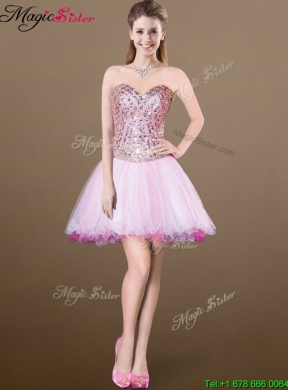 Lovely A Line Sweetheart Beading Detachable Prom Dresses for 2016