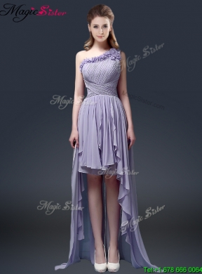 New Style One Shoulder High Low Ruffles Prom Dresses for 2016