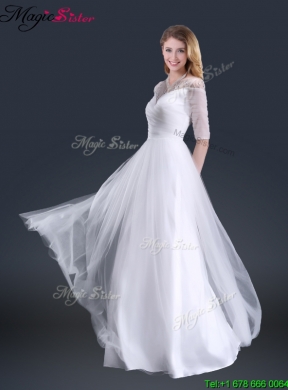 Popular Off the Shoulder Half Sleeves Prom Dresses with Beading