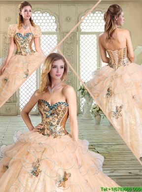 2016 Gorgeous Sweetheart Quinceanera Gowns with Appliques and Ruffles