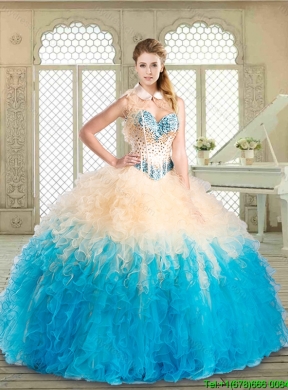 2016 Lovely Floor Length Quinceanera Dresses with Beading and Ruffles