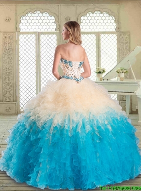 2016 Lovely Floor Length Quinceanera Dresses with Beading and Ruffles