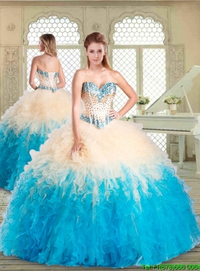 2016 Lovely Floor Length Quinceanera Dresses with Beading and Ruffles