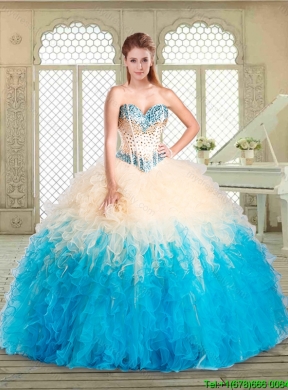 2016 Lovely Floor Length Quinceanera Dresses with Beading and Ruffles